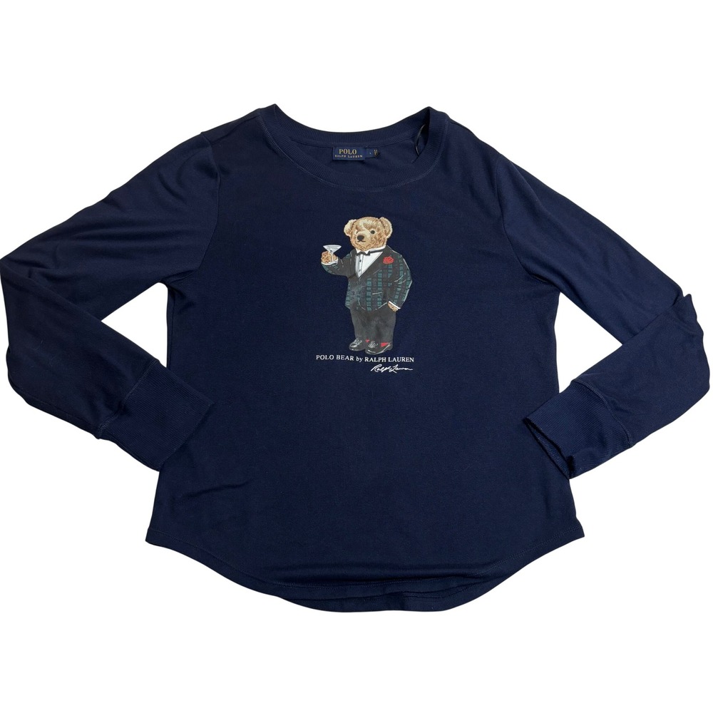Polo Ralph Lauren Polo Bear Top Women's Navy Excellent Tuxedo Martini Sz Large